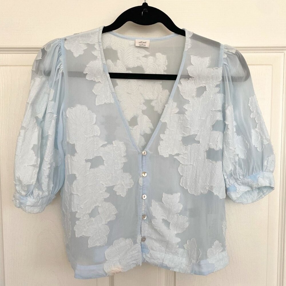 Aritzia Sheer Blue Blouse